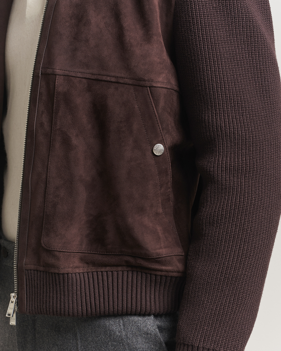 Herr | Jackor | BOSS BLACK | Maparo Leather Hybrid Jacket Dark Brown