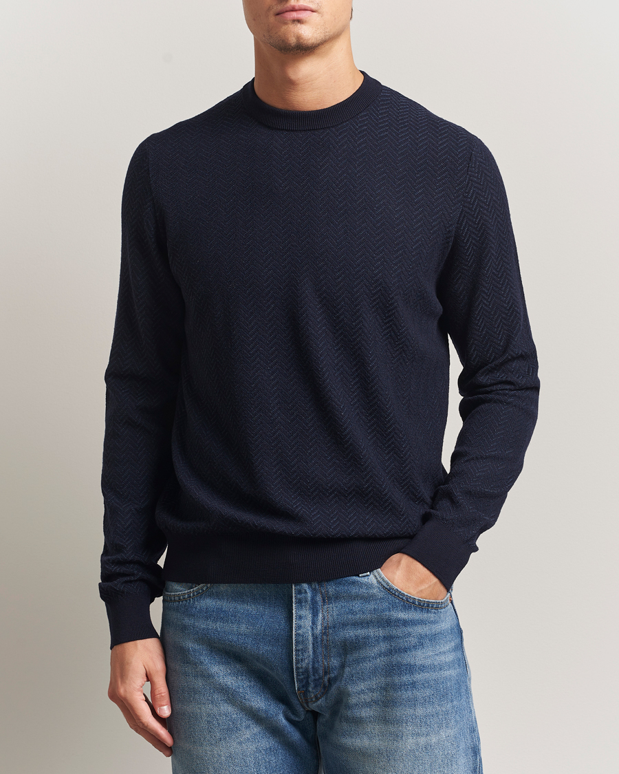 Herr | Tröjor | BOSS BLACK | Habito Wool Knitted Sweater Dark Blue