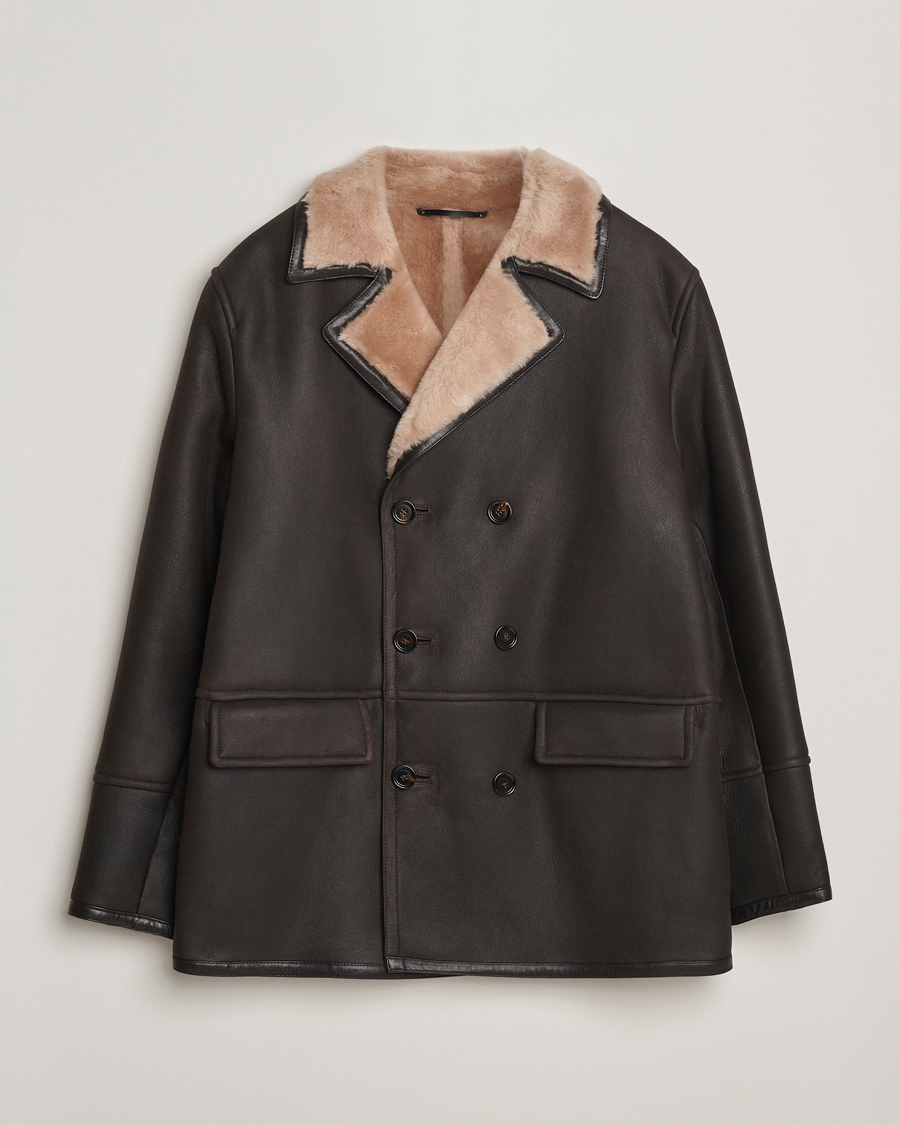 Herr | Jackor | BOSS CAMEL | Mabano Leather Peacoat Brown