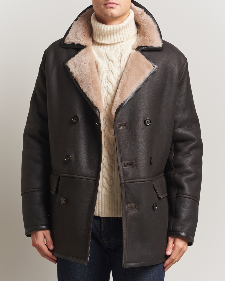 Herr | Jackor | BOSS CAMEL | Mabano Leather Peacoat Brown