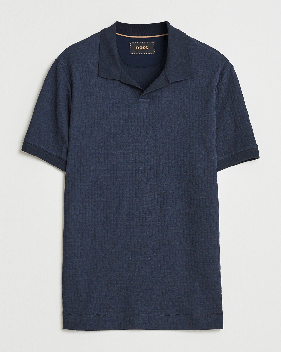 Herr | Pikéer | BOSS CAMEL | Parson Structured Open Collar Polo Dark Blue