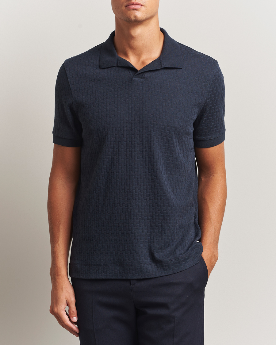 Herr | Pikéer | BOSS CAMEL | Parson Structured Open Collar Polo Dark Blue