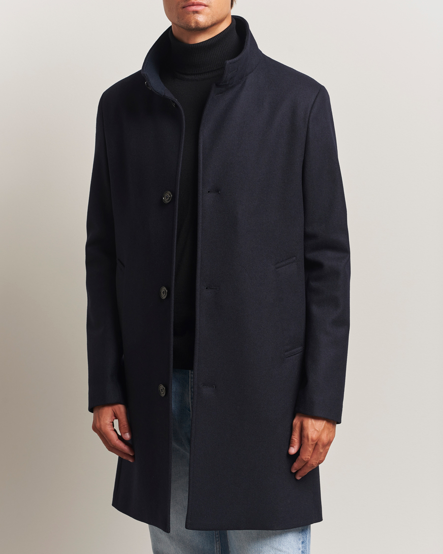 Herr | Jackor | J.Lindeberg | Jesse Stand Up Wool Melton Coat Navy