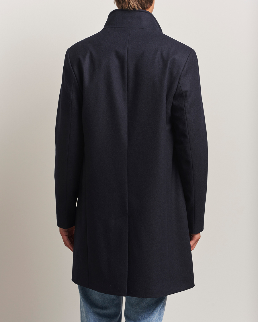 Herr | Jackor | J.Lindeberg | Jesse Stand Up Wool Melton Coat Navy