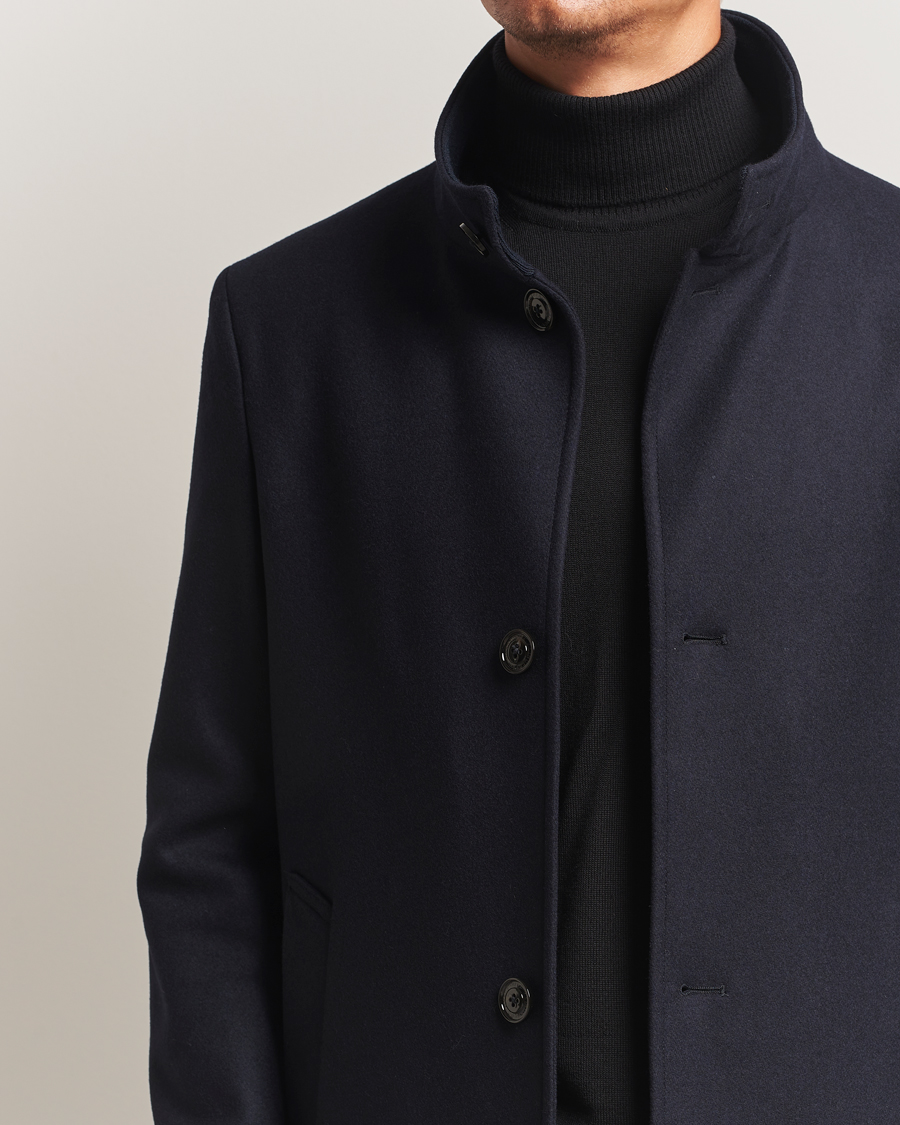 Herr | Jackor | J.Lindeberg | Jesse Stand Up Wool Melton Coat Navy