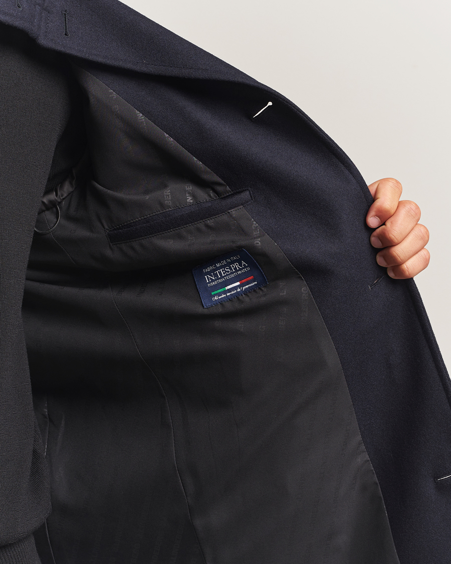 Herr | Jackor | J.Lindeberg | Jesse Stand Up Wool Melton Coat Navy