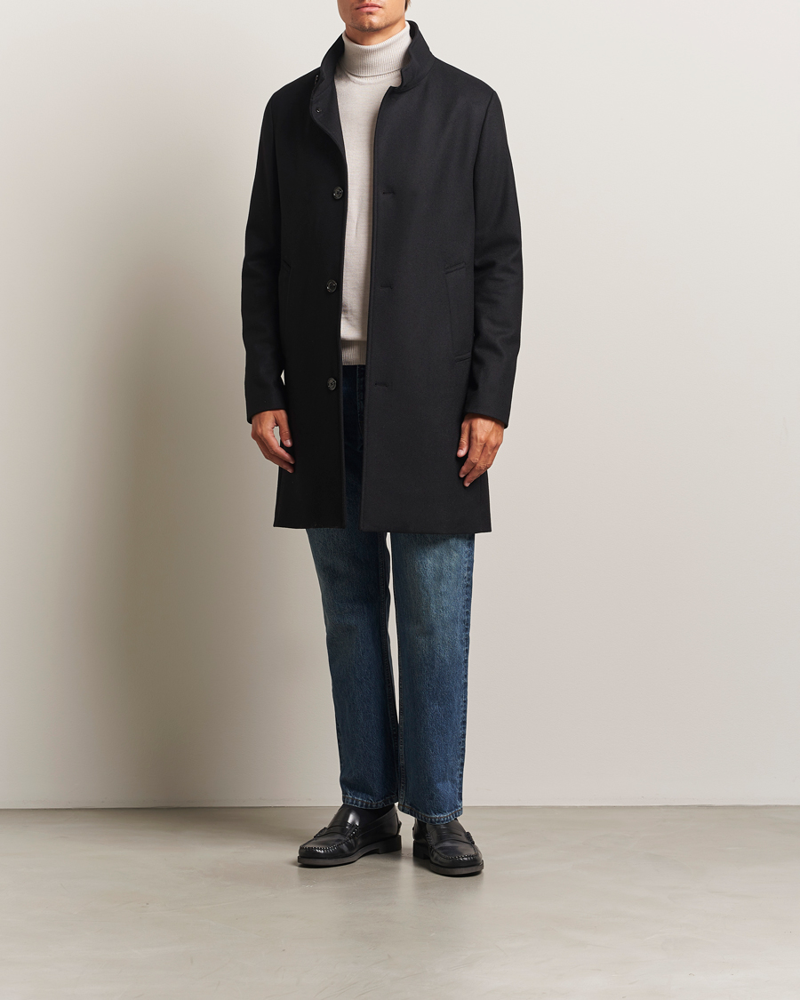 Herr | Jackor | J.Lindeberg | Jesse Stand Up Wool Melton Coat Black