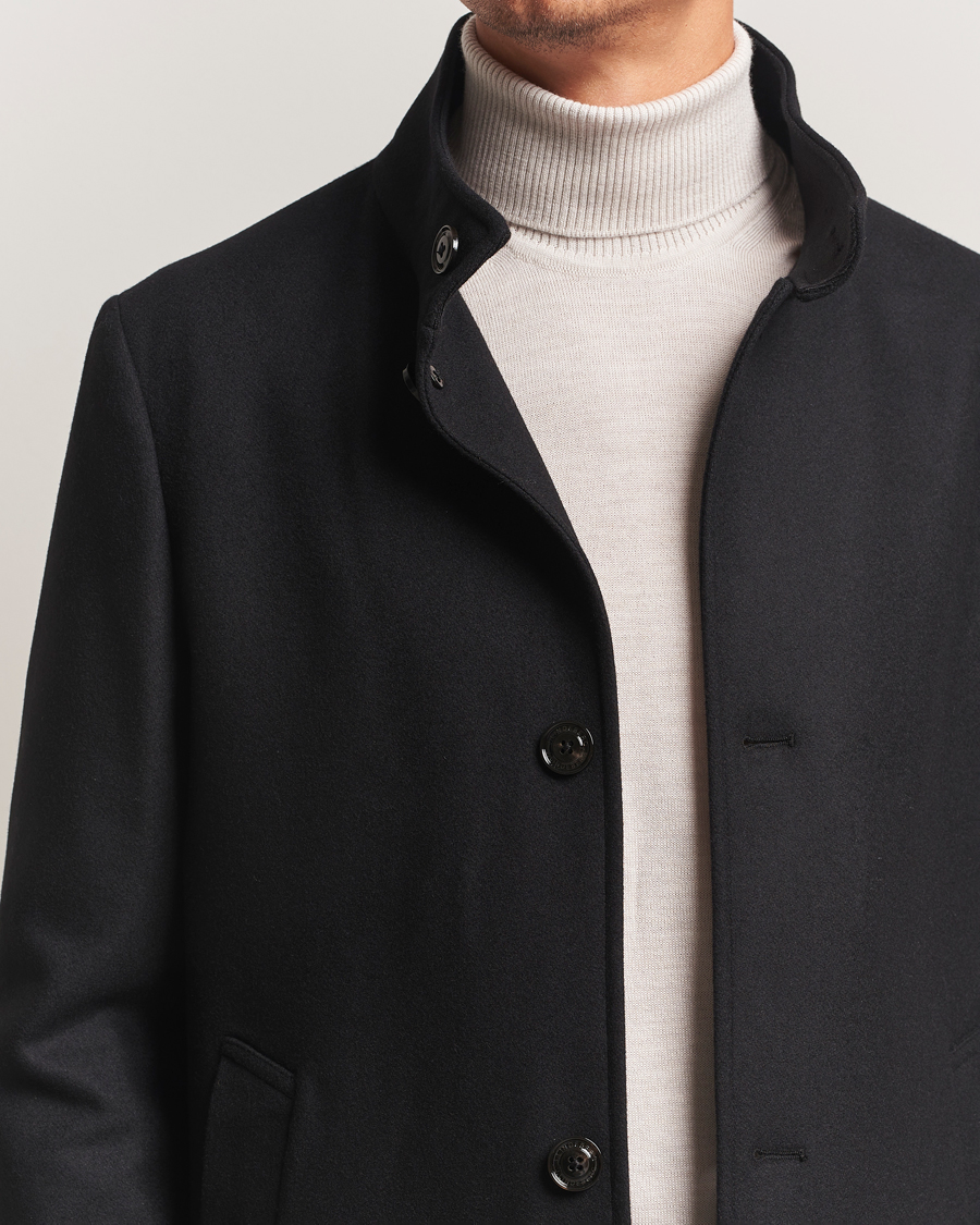 Herr | Jackor | J.Lindeberg | Jesse Stand Up Wool Melton Coat Black