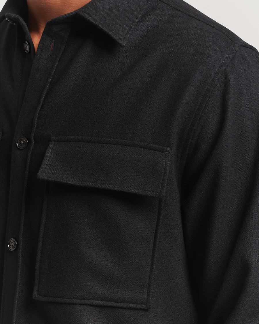 Herr | Skjortor | J.Lindeberg | Flat Wool Overshirt Black