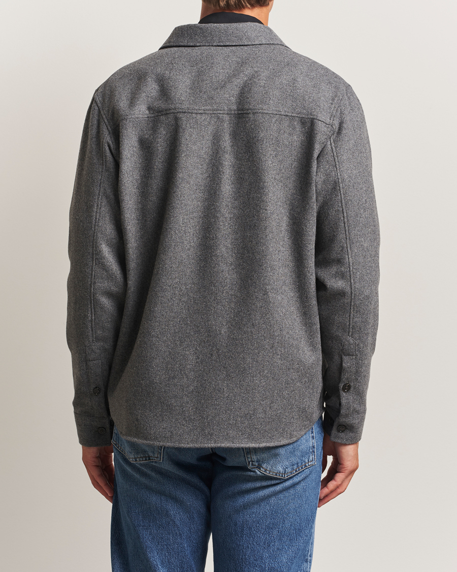 Herr | Skjortor | J.Lindeberg | Flat Wool Overshirt Dark Grey Melange