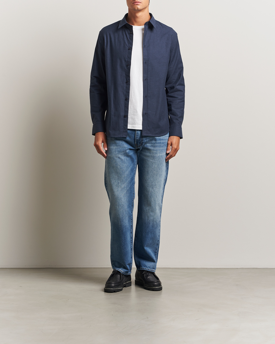 Herr | Skjortor | J.Lindeberg | Slim Fit Light Flannel Shirt Navy