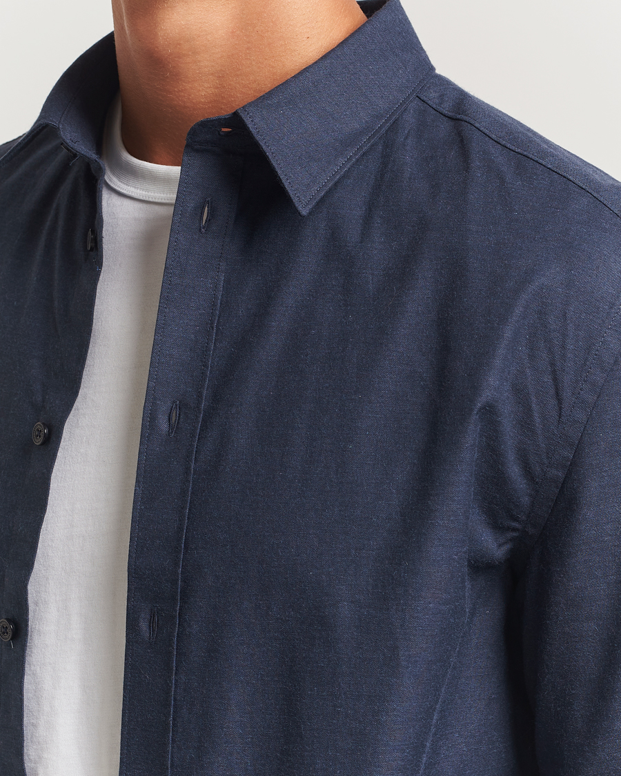 Herr | Skjortor | J.Lindeberg | Slim Fit Light Flannel Shirt Navy