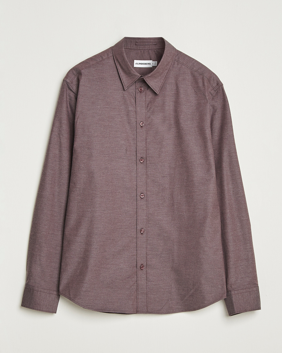Herr | Skjortor | J.Lindeberg | Slim Fit Light Flannel Shirt Huckleberry