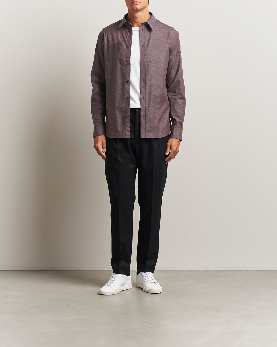 Herr | Skjortor | J.Lindeberg | Slim Fit Light Flannel Shirt Huckleberry
