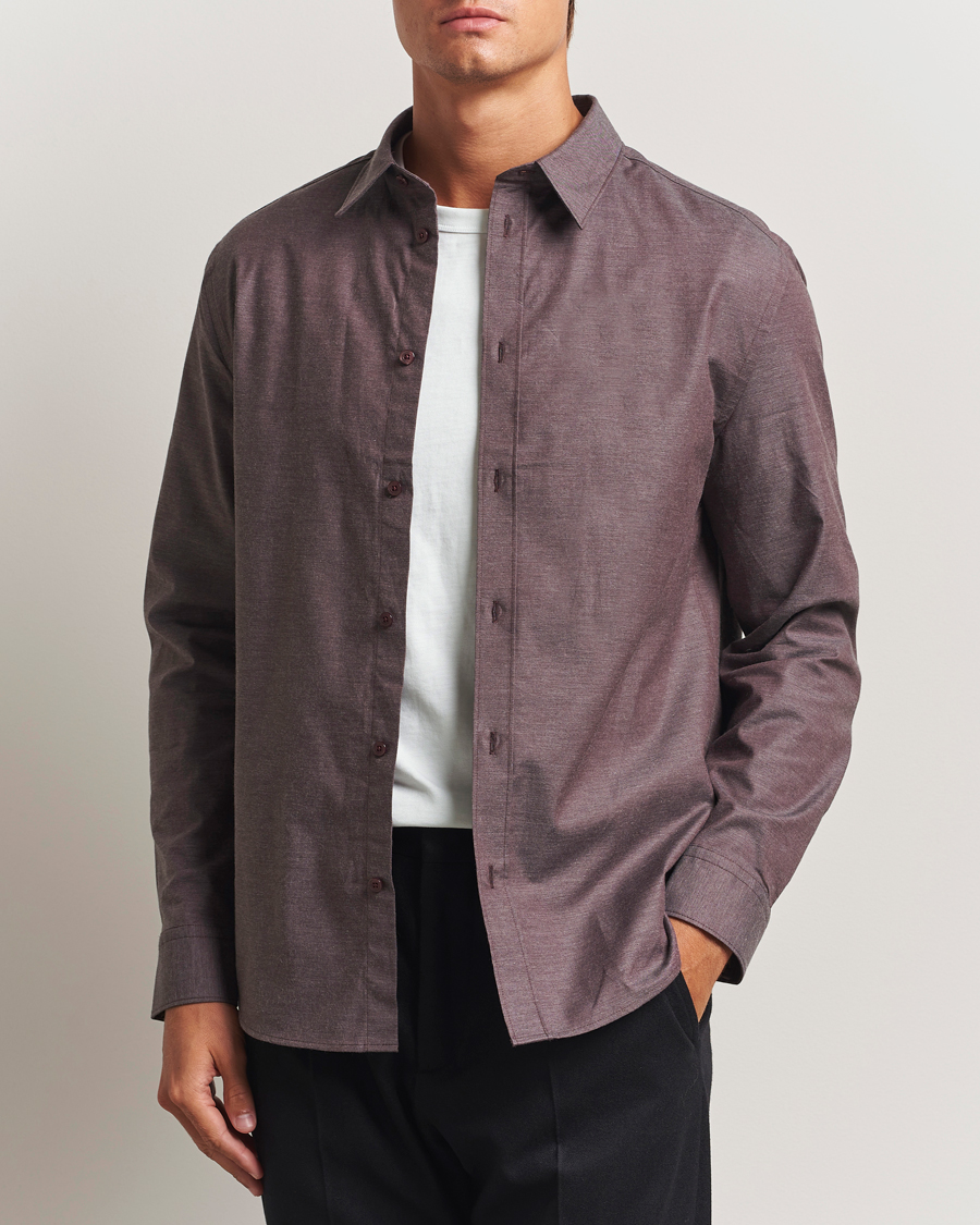 Herr | Skjortor | J.Lindeberg | Slim Fit Light Flannel Shirt Huckleberry