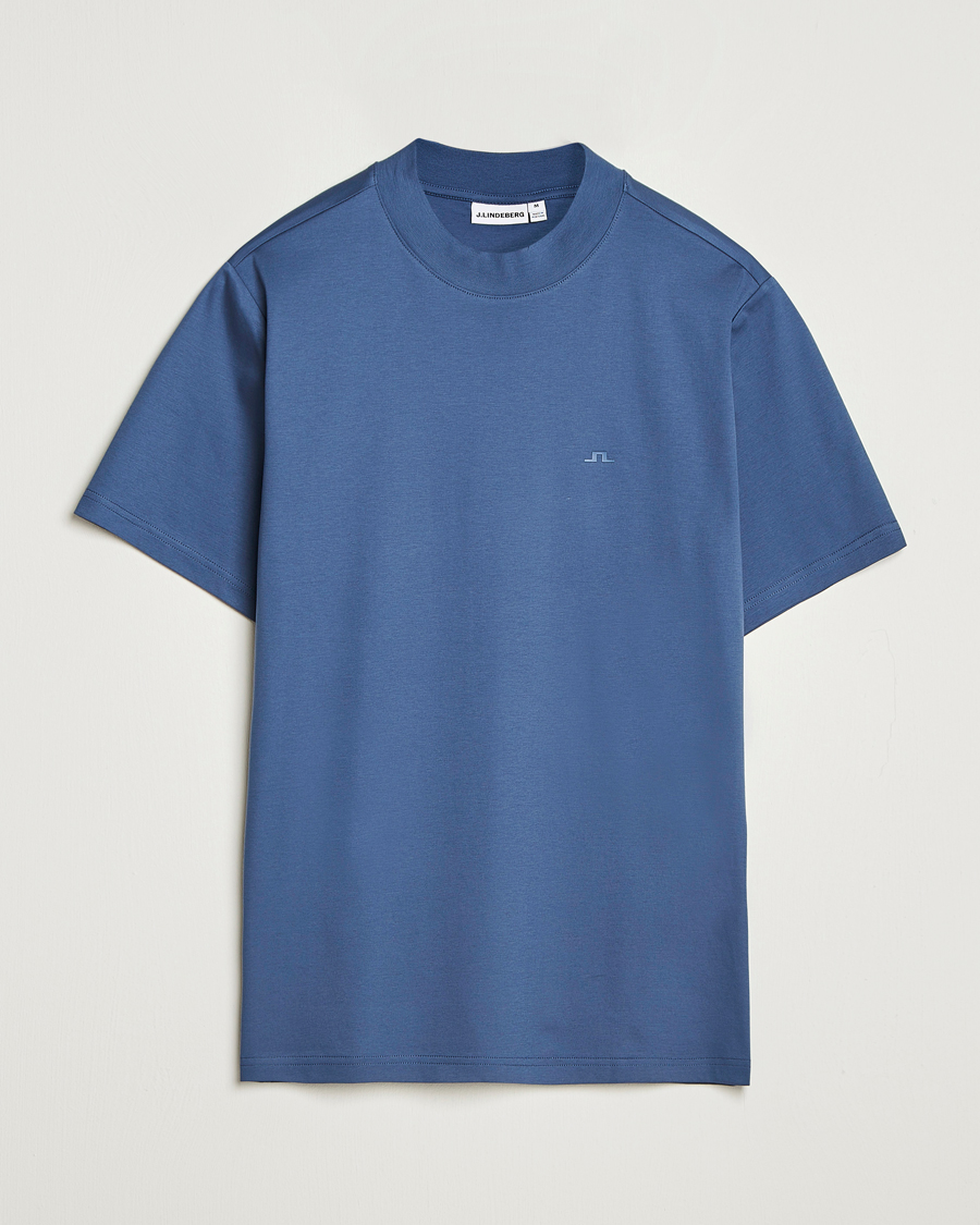 Herr | T-Shirts | J.Lindeberg | Ace Mock Neck T-Shirt Vintage Indigo