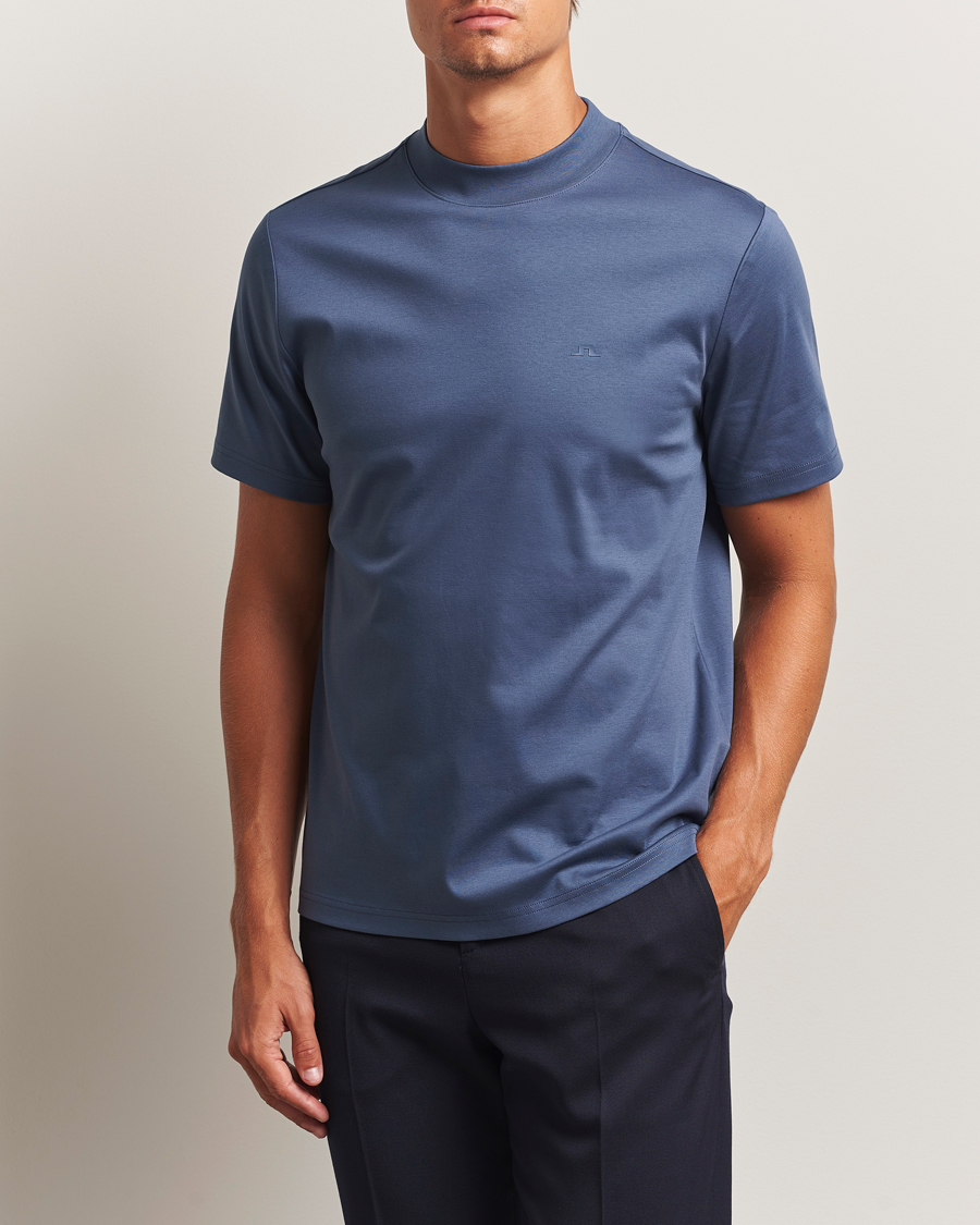 Herr | T-Shirts | J.Lindeberg | Ace Mock Neck T-Shirt Vintage Indigo