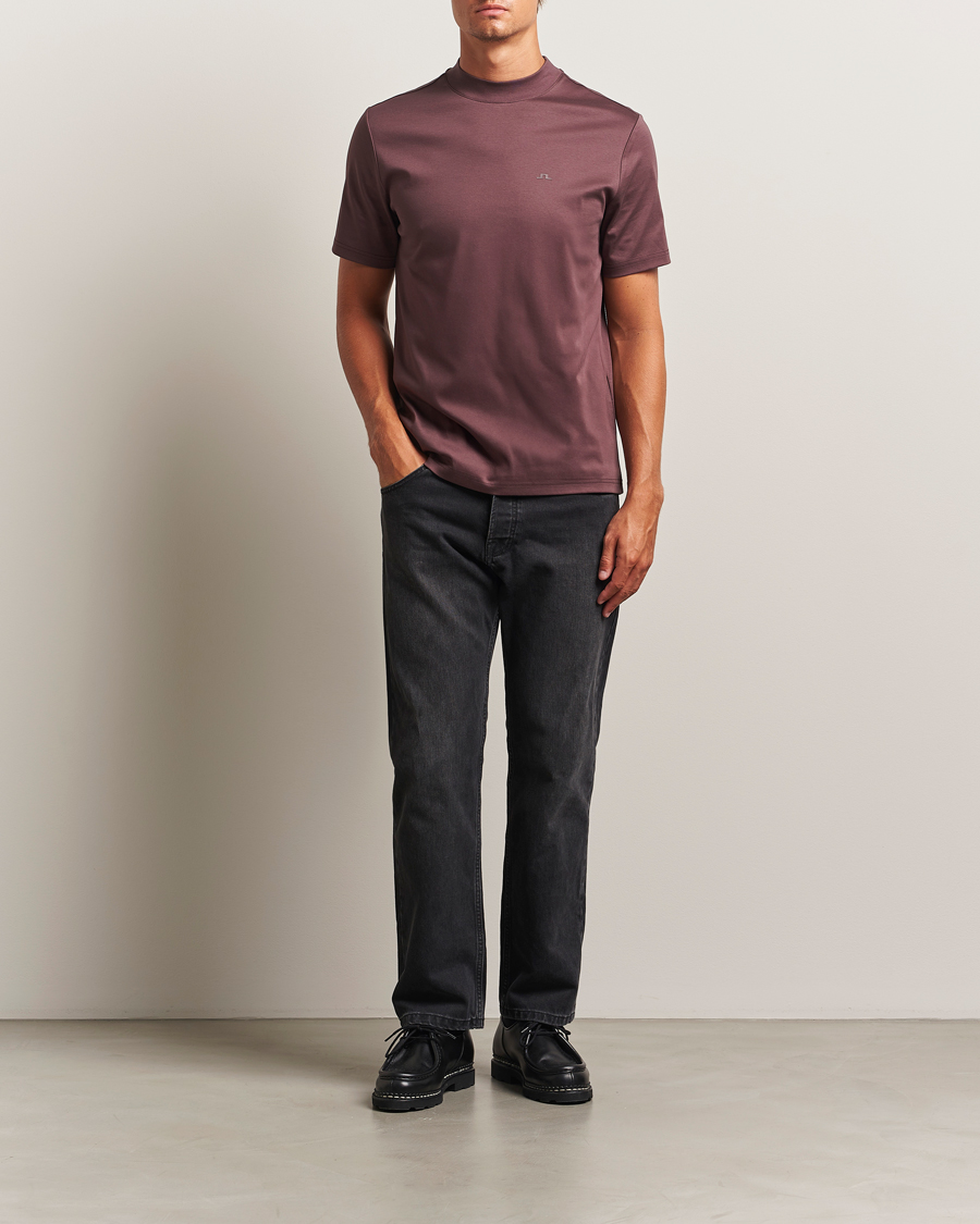 Herr | T-Shirts | J.Lindeberg | Ace Mock Neck T-Shirt Huckleberry