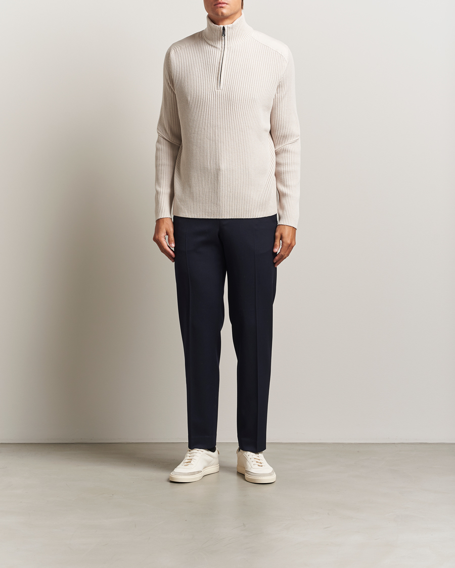 Herr | Tröjor | J.Lindeberg | Martin Knitted Hybrid Half Zip Moonbeam