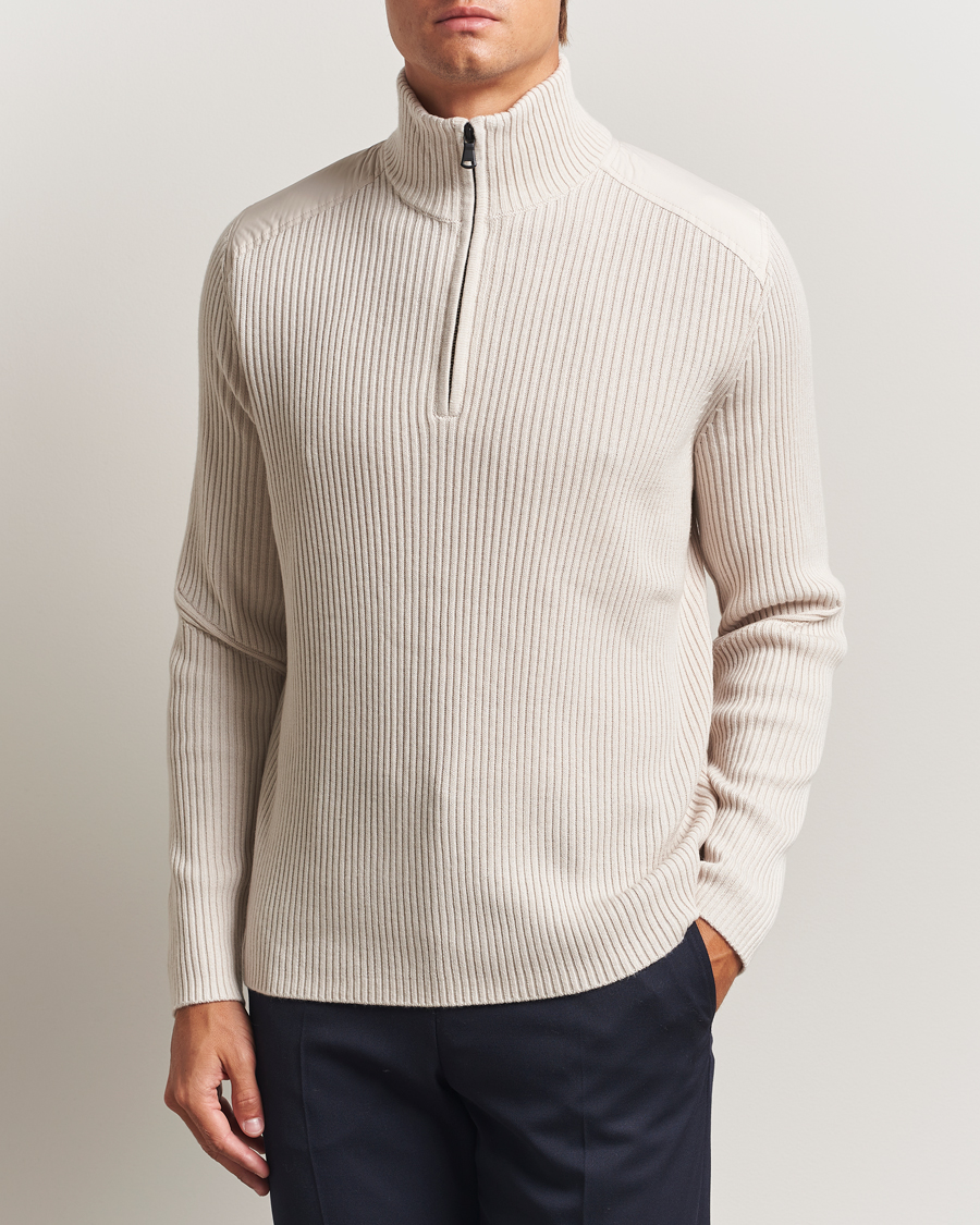 Herr | Tröjor | J.Lindeberg | Martin Knitted Hybrid Half Zip Moonbeam