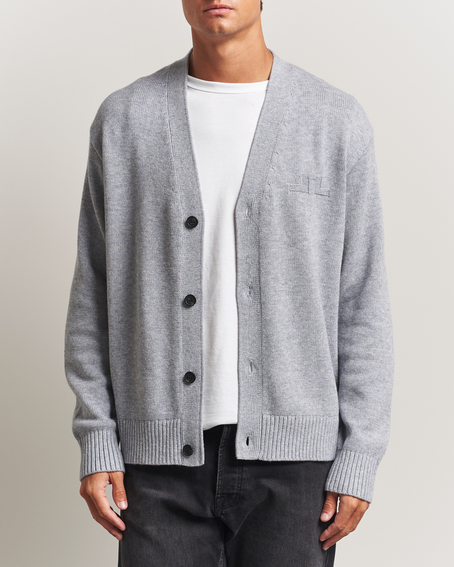 Herr | Tröjor | J.Lindeberg | Eddy Wool/Cotton Knitted Cardigan Light Grey Melange