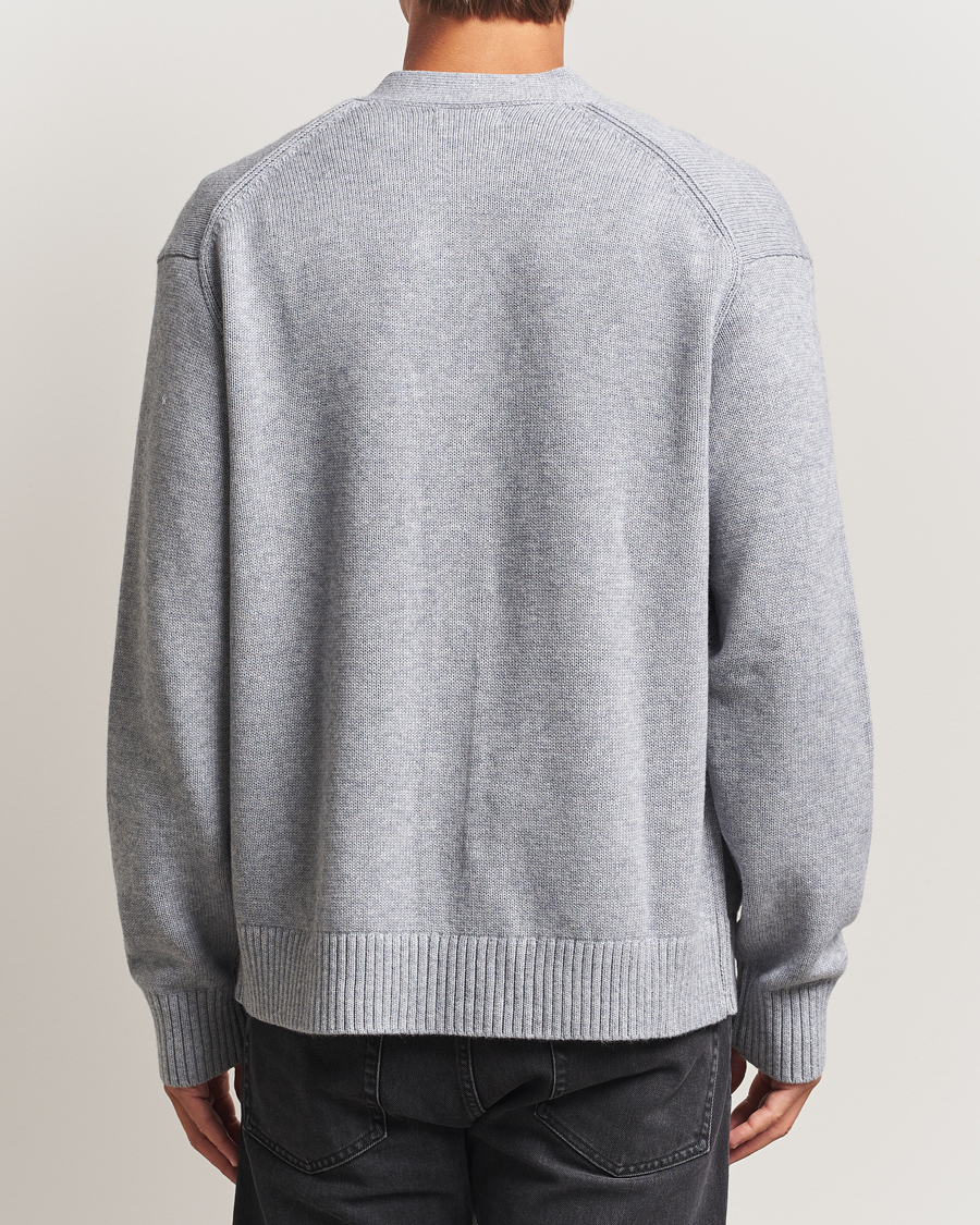 Herr | Tröjor | J.Lindeberg | Eddy Wool/Cotton Knitted Cardigan Light Grey Melange