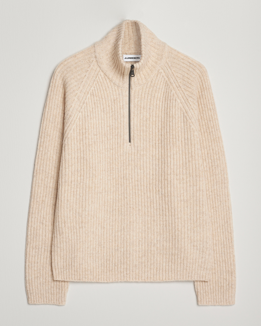 Herr | Tröjor | J.Lindeberg | Victor Wool Half Zip Moonbeam Melange