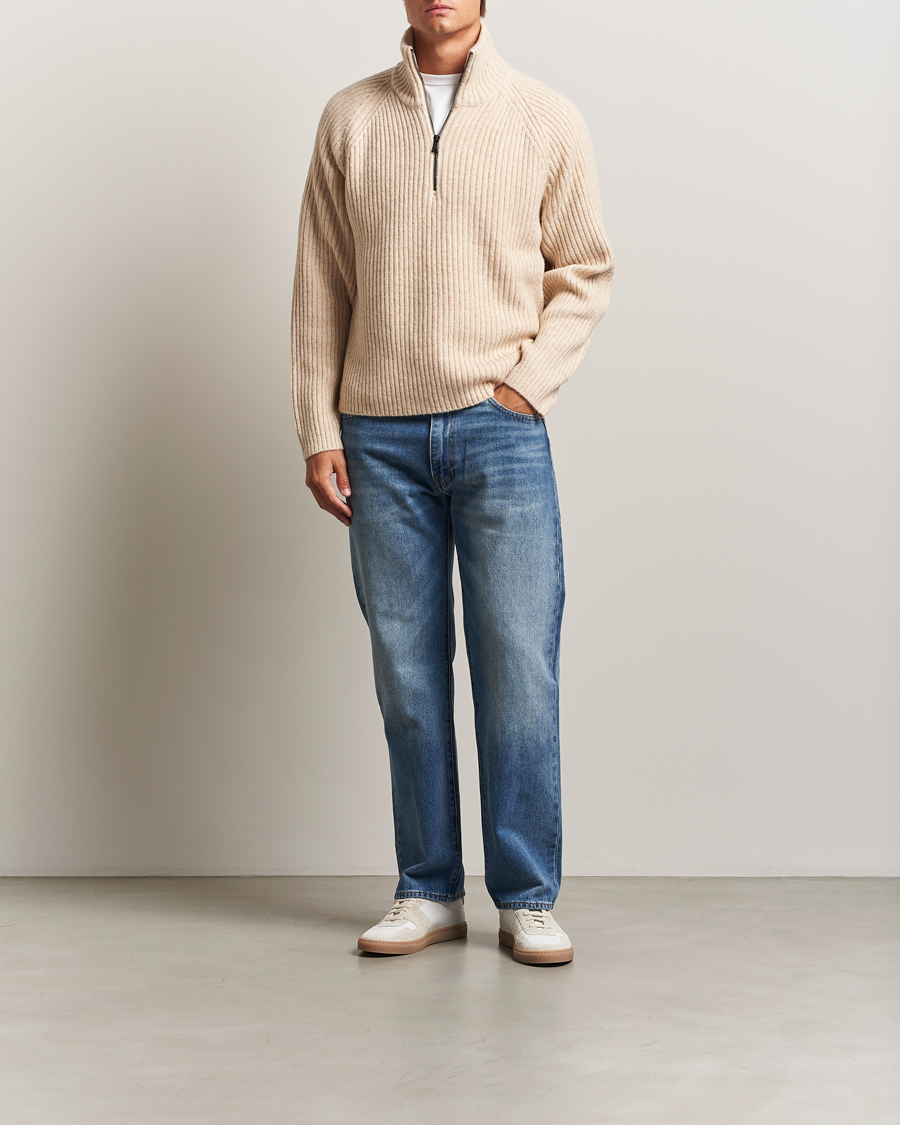 Herr | Tröjor | J.Lindeberg | Victor Wool Half Zip Moonbeam Melange