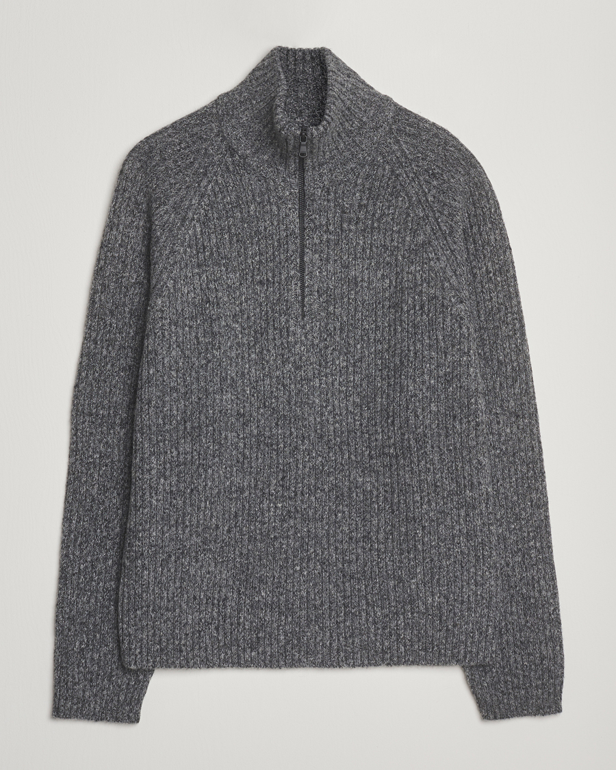 Herr | Tröjor | J.Lindeberg | Victor Wool Half Zip Dark Grey Melange