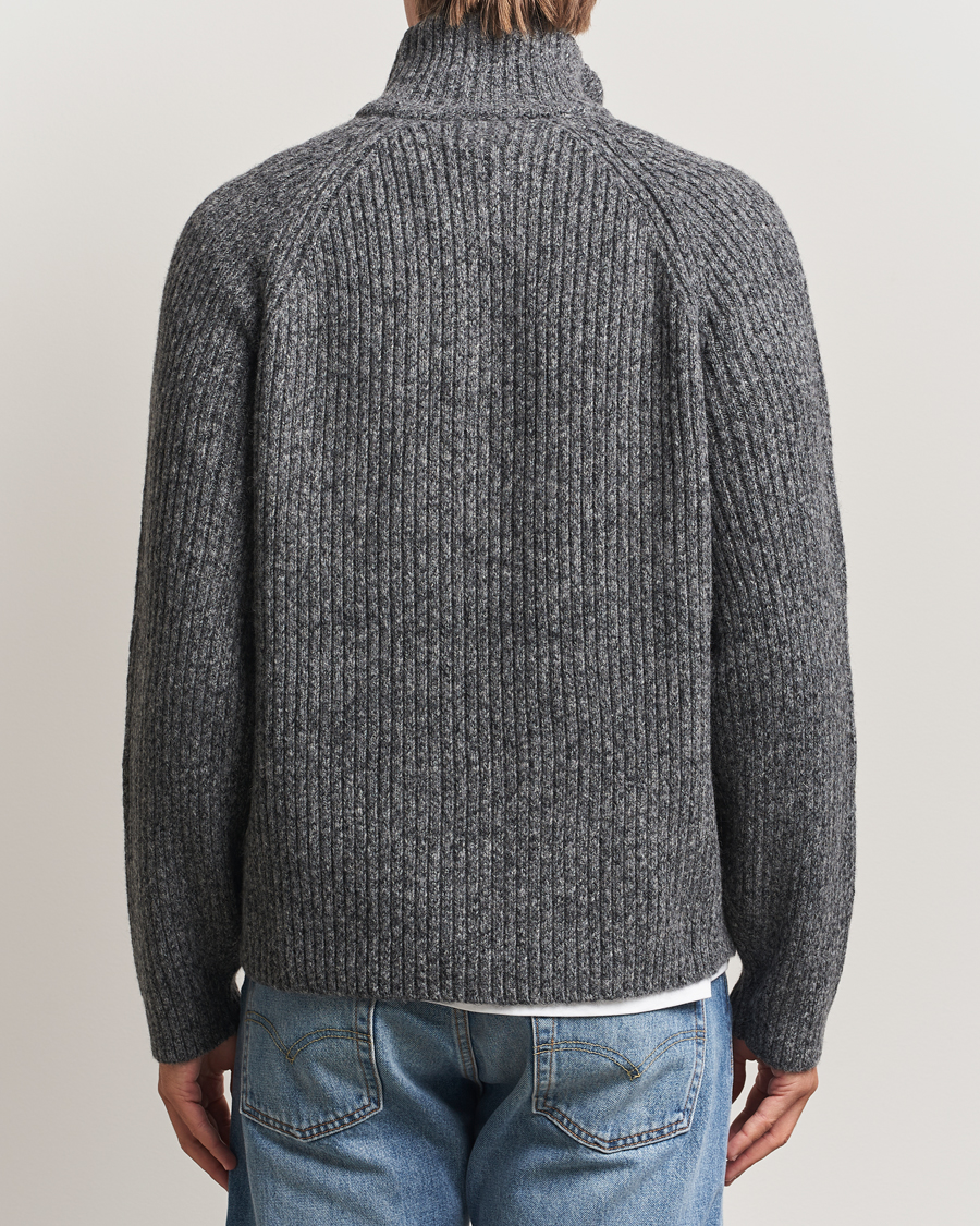 Herr | Tröjor | J.Lindeberg | Victor Wool Half Zip Dark Grey Melange
