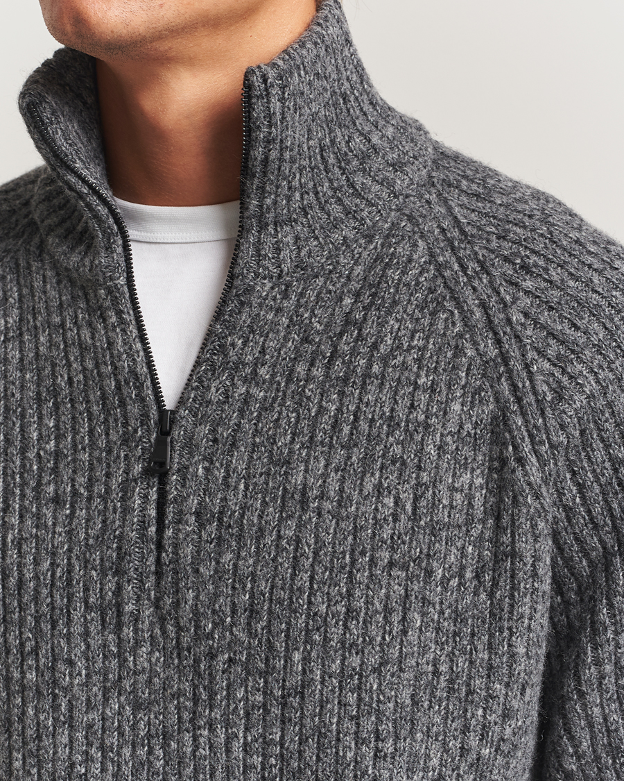 Herr | Tröjor | J.Lindeberg | Victor Wool Half Zip Dark Grey Melange