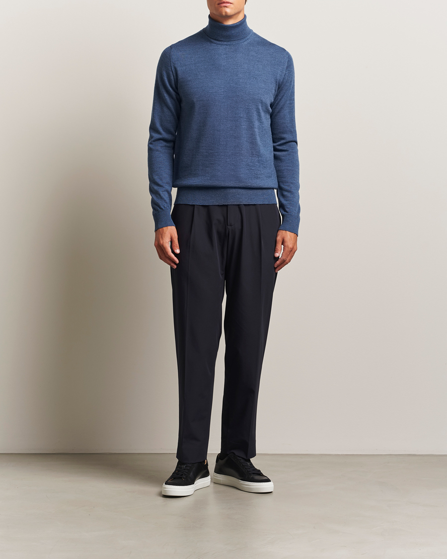 Herr | Tröjor | J.Lindeberg | Kaden Merino Turtleneck Vintage Indigo Melange