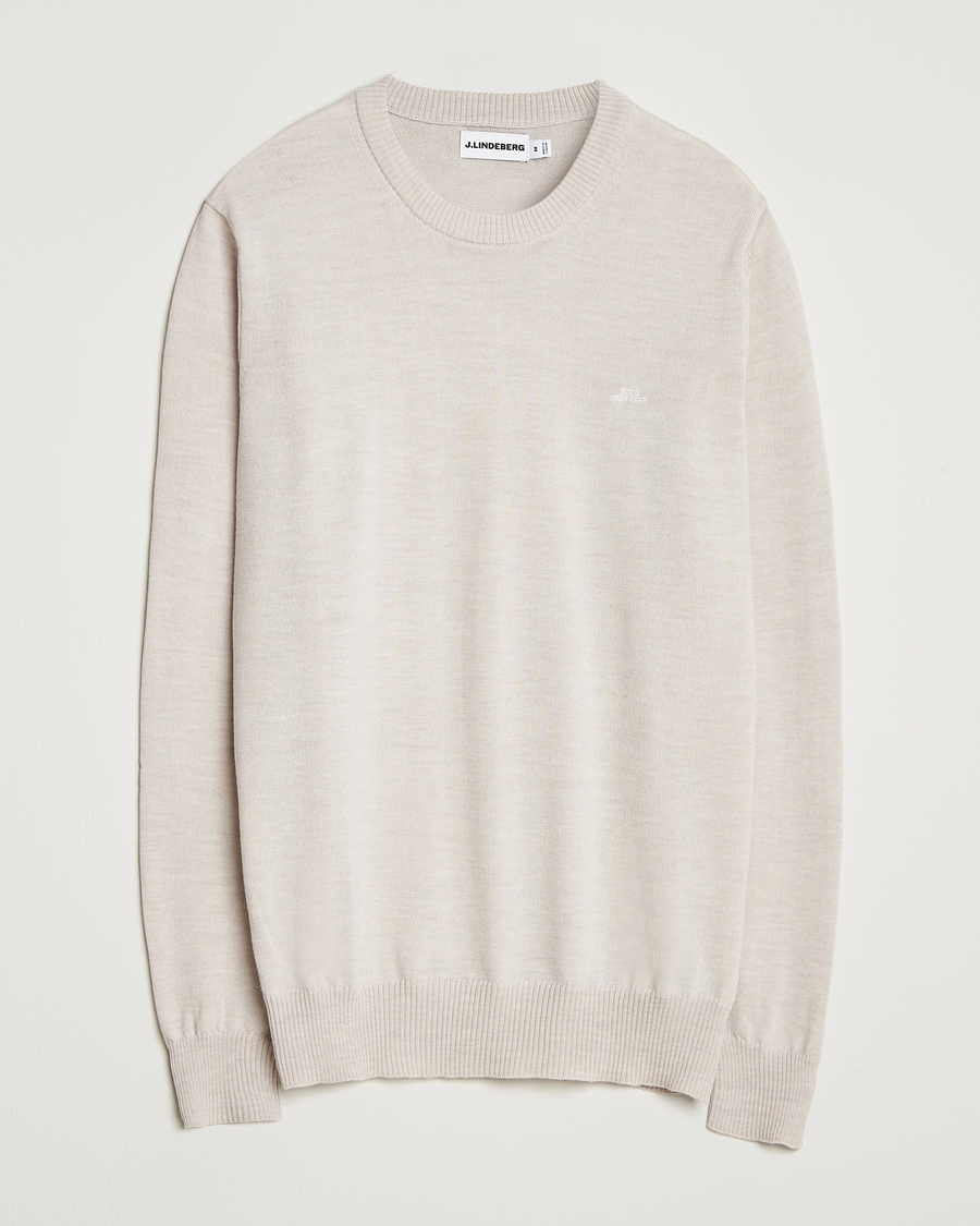Herr | Tröjor | J.Lindeberg | Keane Merino Crew Neck Moonbeam Melange