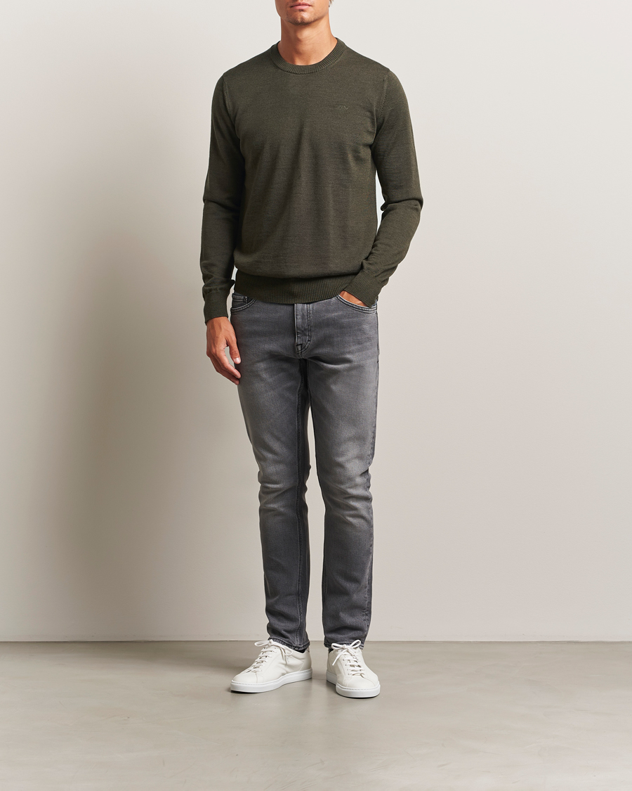 Herr | Tröjor | J.Lindeberg | Keane Merino Crew Neck Forest Green Melange