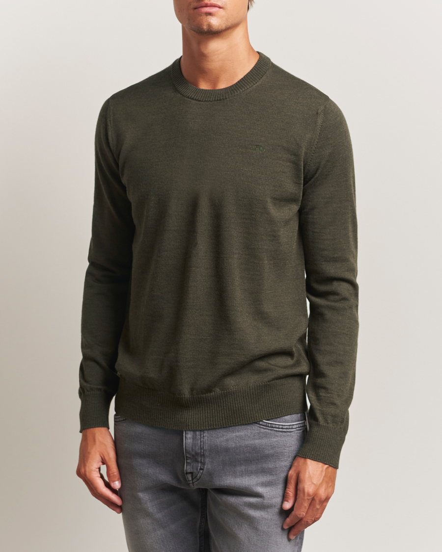 Herr | Tröjor | J.Lindeberg | Keane Merino Crew Neck Forest Green Melange