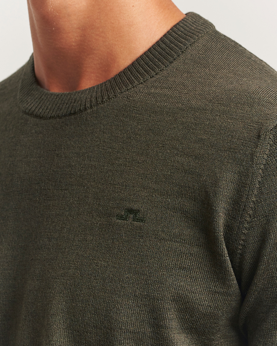 Herr | Tröjor | J.Lindeberg | Keane Merino Crew Neck Forest Green Melange