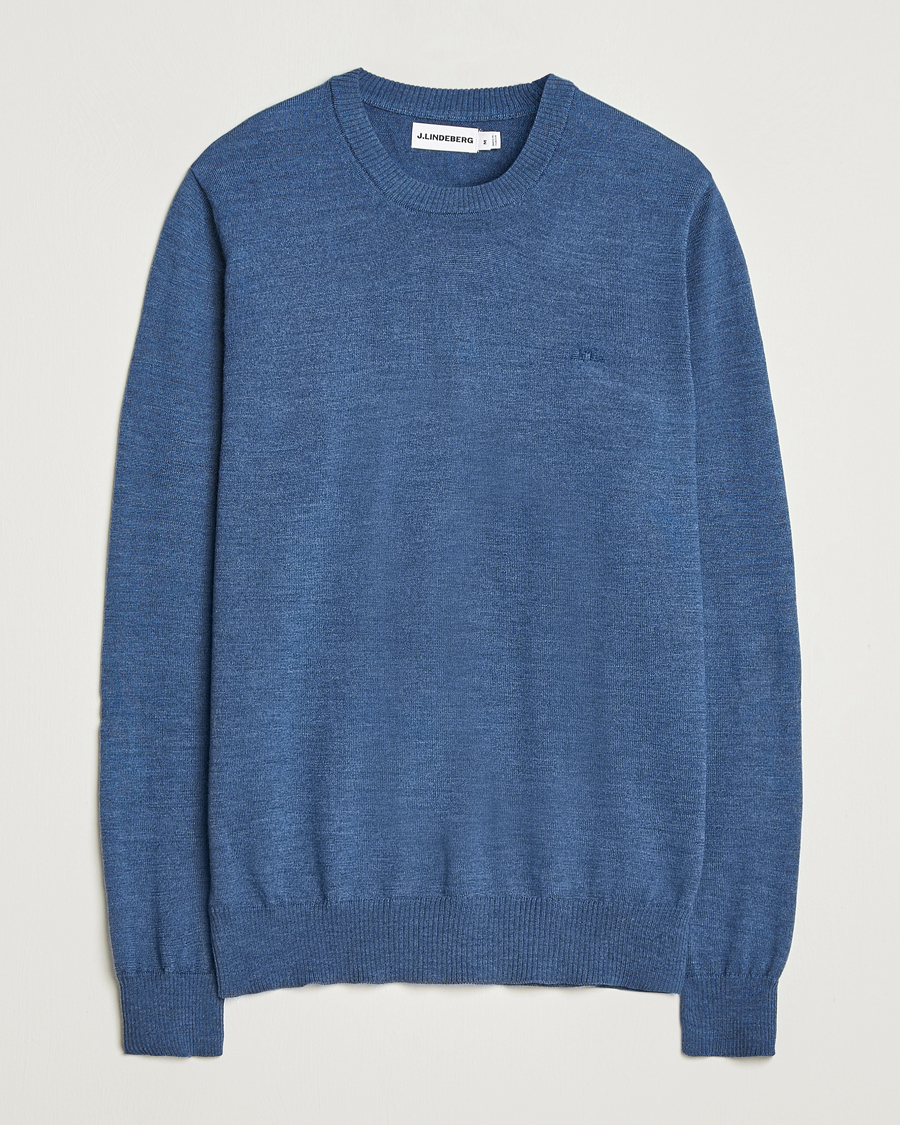 Herr | Tröjor | J.Lindeberg | Keane Merino Crew Neck Vintage Indigo