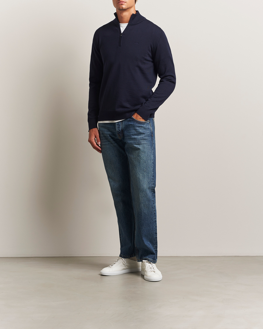 Herr | Tröjor | J.Lindeberg | Kiyan Merino Half Zip Navy