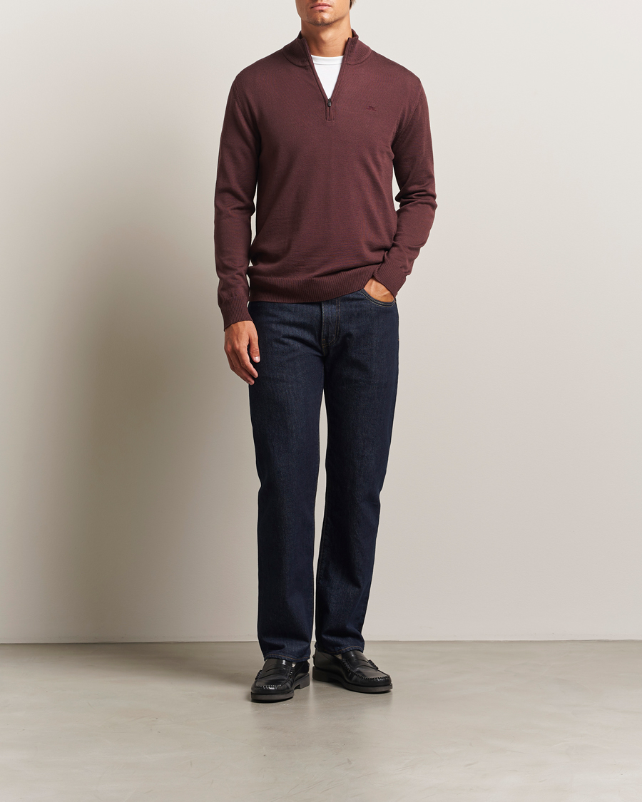Herr | Tröjor | J.Lindeberg | Kiyan Merino Half Zip Huckleberry