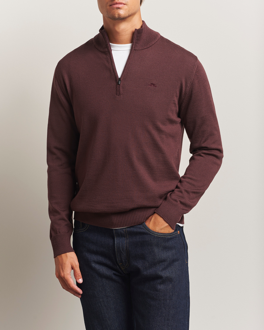 Herr | Tröjor | J.Lindeberg | Kiyan Merino Half Zip Huckleberry