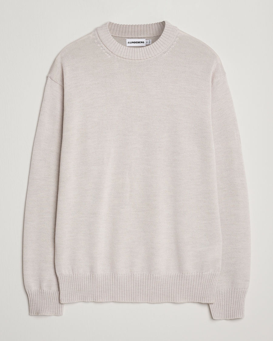 Herr | Tröjor | J.Lindeberg | Kino Merino Crew Neck Moonbeam Melange