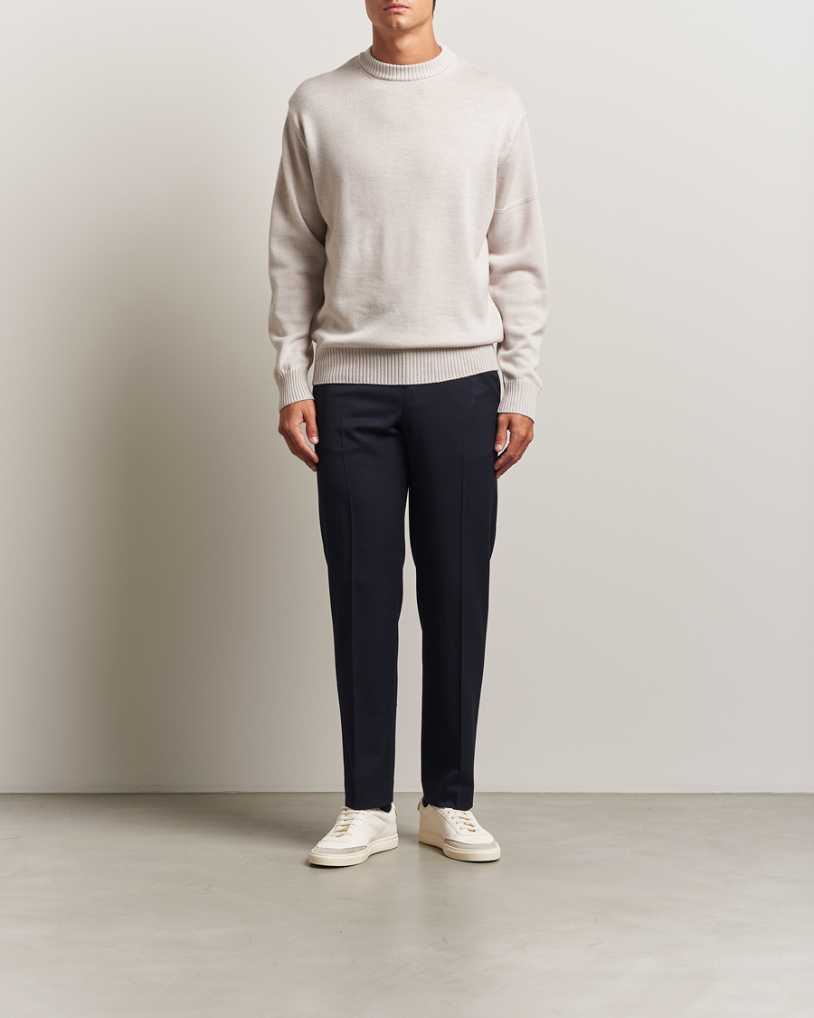 Herr | Tröjor | J.Lindeberg | Kino Merino Crew Neck Moonbeam Melange