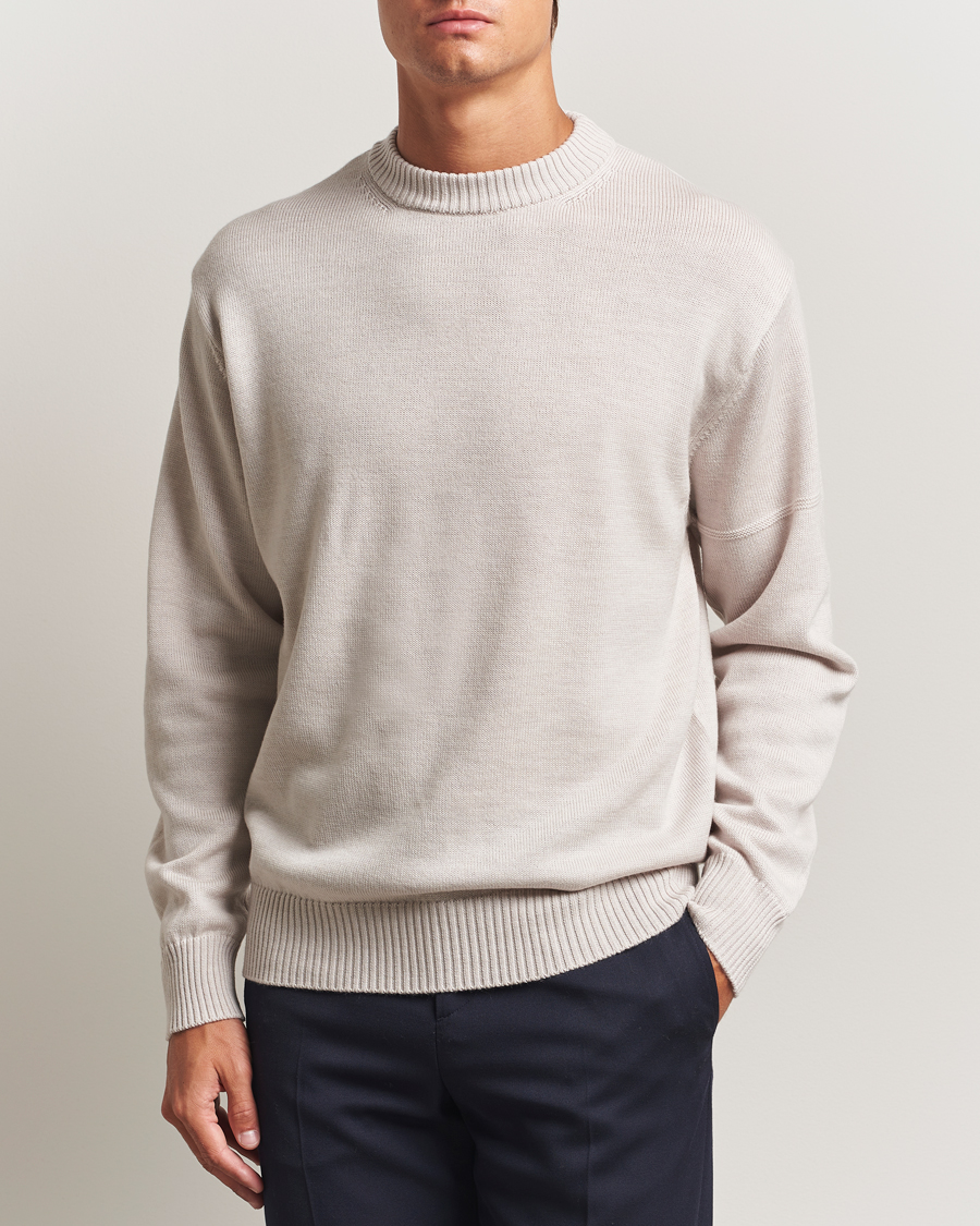 Herr | Tröjor | J.Lindeberg | Kino Merino Crew Neck Moonbeam Melange