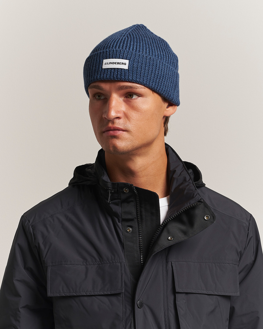 Herr | Mössor | J.Lindeberg | Juan Merino Beanie Vintage Indigo