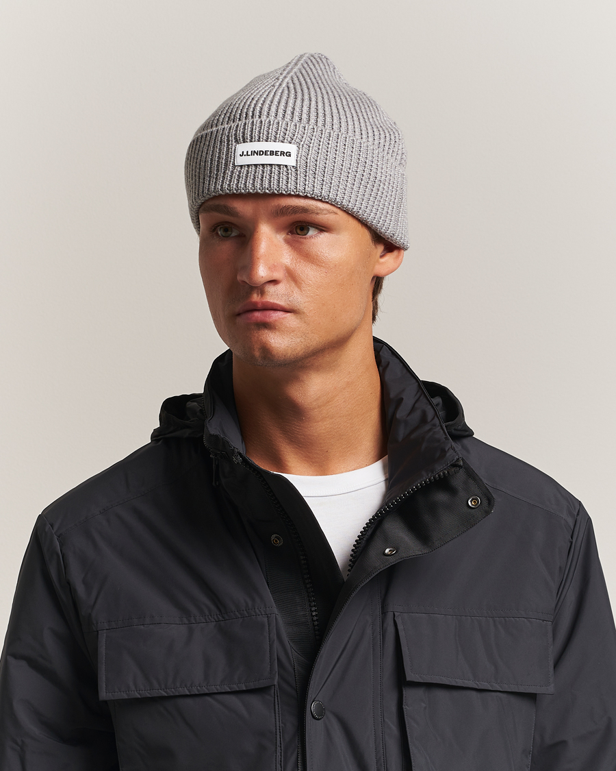 Herr | Mössor | J.Lindeberg | Juan Merino Beanie Light Grey Melange