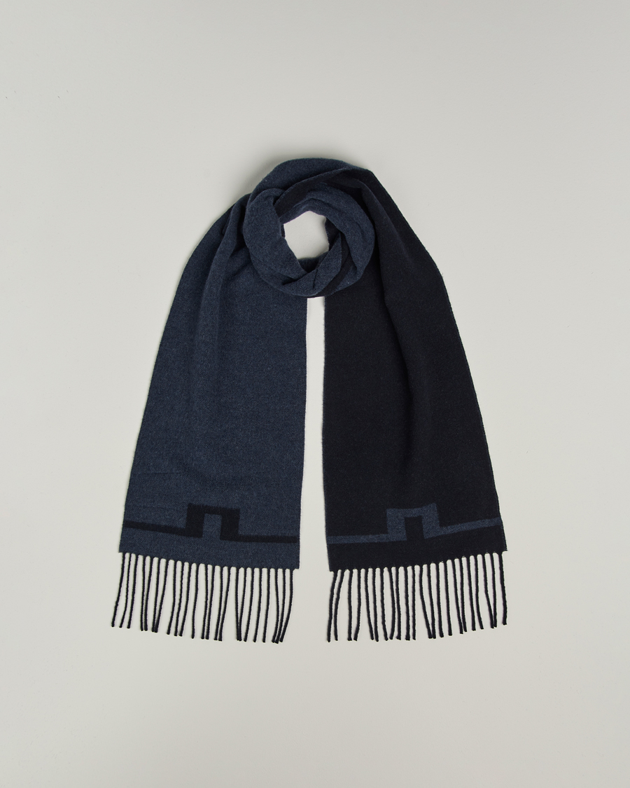 Herr | Halsdukar | J.Lindeberg | Champ Wool Doublefaced Scarf Navy