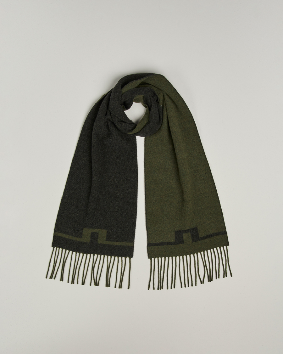 Herr | Halsdukar | J.Lindeberg | Champ Wool Doublefaced Scarf Forest Green