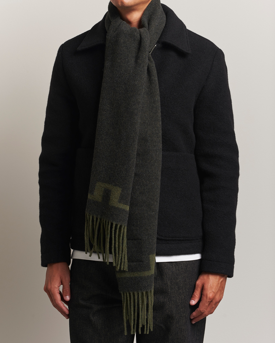 Herr | Halsdukar | J.Lindeberg | Champ Wool Doublefaced Scarf Forest Green