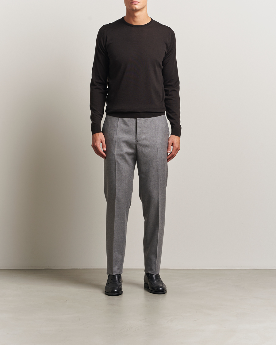 Herr | Tröjor | John Smedley | Lundy Extra Fine Merino Crew Neck Faulkner Brown