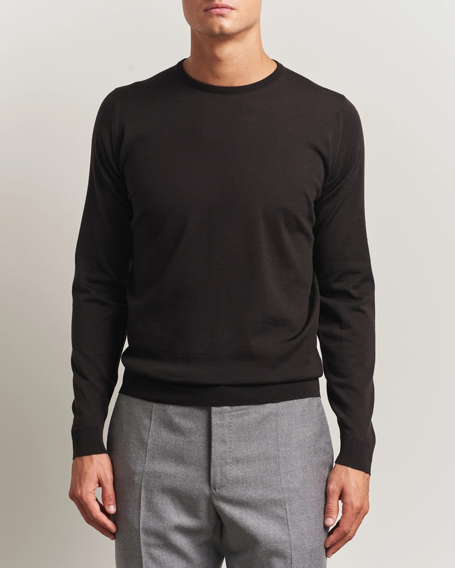 Herr | Tröjor | John Smedley | Lundy Extra Fine Merino Crew Neck Faulkner Brown